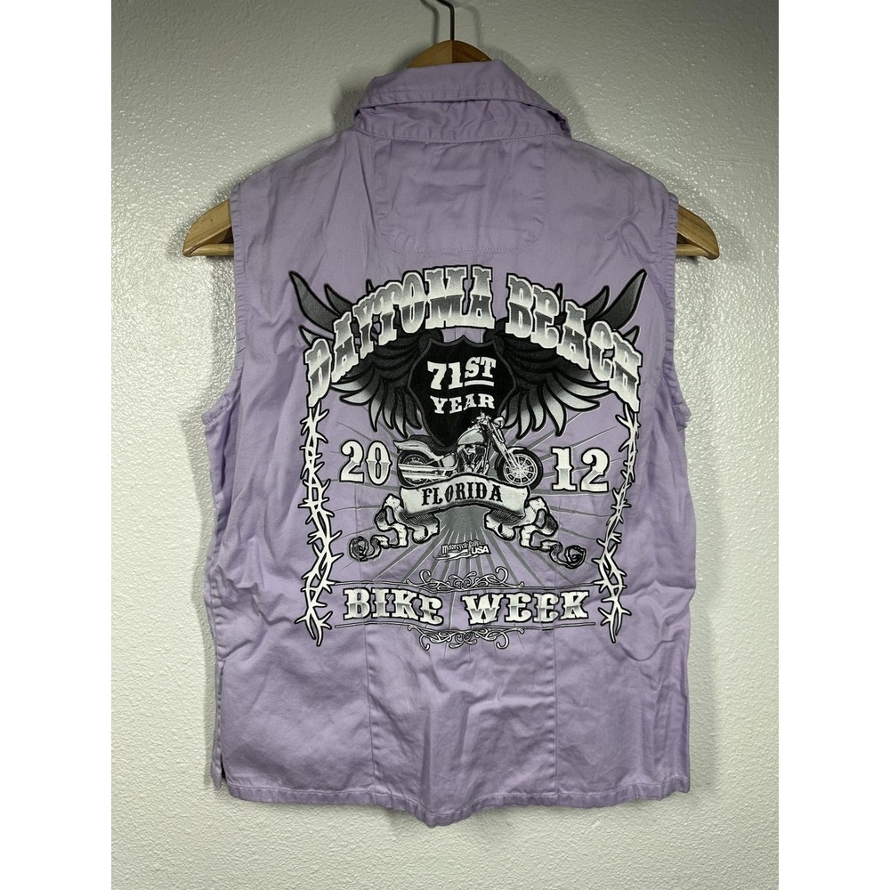 Daytona Bike Week Shirt Womens Medium Purple Sleeveless 2012 Graphic UltraClub
